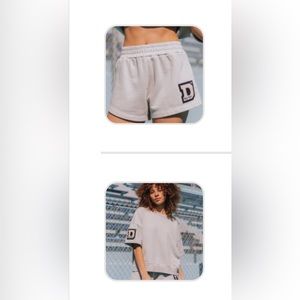 Daily Drills NWT Cropped Sleeve Crew  & Womens Super Short with Varsity Patch